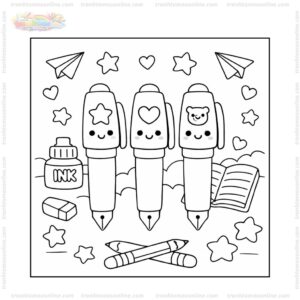 Tranh tô màu bút mực hoạt hình