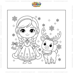 Tranh tô màu Anna Disney và tuần lộc