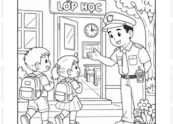 Tranh tô màu bác bảo vệ chào học sinh