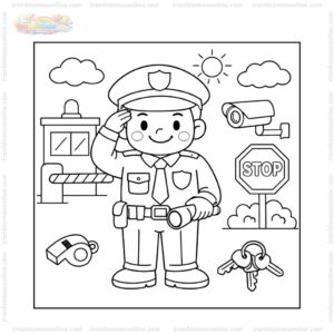 Tranh tô màu bác bảo vệ đội mũ đồng phục Tranh tô màu bác bảo vệ đội mũ đồng phục