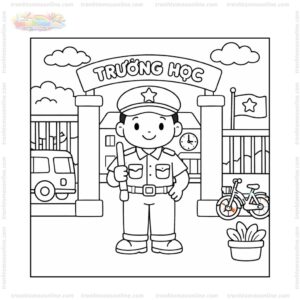 Tranh tô màu bác bảo vệ gác cổng trường Tranh tô màu bác bảo vệ gác cổng trường