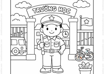 Tranh tô màu bác bảo vệ gác cổng trường