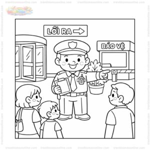 Tranh tô màu bác bảo vệ hướng dẫn khách Tranh tô màu bác bảo vệ hướng dẫn khách