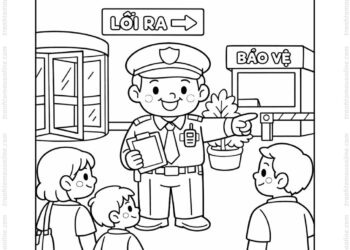 Tranh tô màu bác bảo vệ hướng dẫn khách