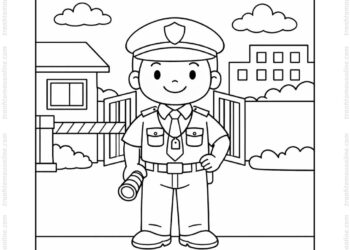 Tranh tô màu bác bảo vệ trước cổng công ty