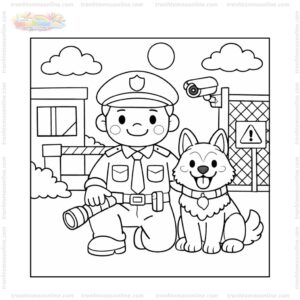 Tranh tô màu bác bảo vệ và chú chó Tranh tô màu bác bảo vệ và chú chó