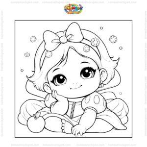 Tranh tô màu công chúa Bạch Tuyết chibi