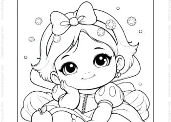 Tranh tô màu công chúa Bạch Tuyết chibi