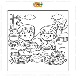 Tranh tô màu bánh chưng bánh dày