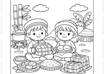 Tranh tô màu bánh chưng bánh dày