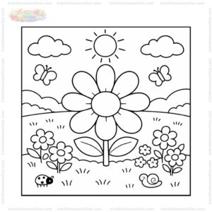 Tranh tô màu bông hoa 8 cánh giữa đồng Tranh tô màu bông hoa 8 cánh giữa đồng