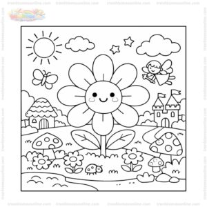 Tranh tô màu bông hoa 8 cánh trong vườn Tranh tô màu bông hoa 8 cánh trong vườn