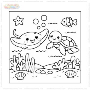 Tranh tô màu cá đuối và rùa biển Tranh tô màu cá đuối và rùa biển