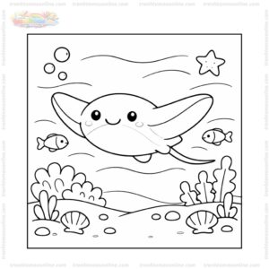 Tranh tô màu cá đuối đang bơi Tranh tô màu cá đuối đang bơi