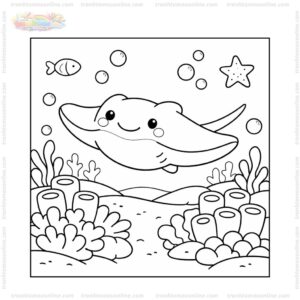 Tranh tô màu cá đuối và bọt biển Tranh tô màu cá đuối và bọt biển
