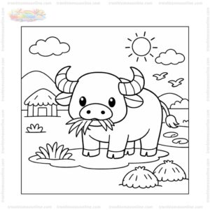Tranh tô màu con trâu đang ăn cỏ Tranh tô màu con trâu đang ăn cỏ