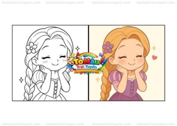 tranh tô màu công chúa tóc mây