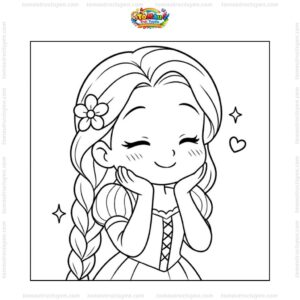 Tranh tô màu công chúa Tóc Mây chibi