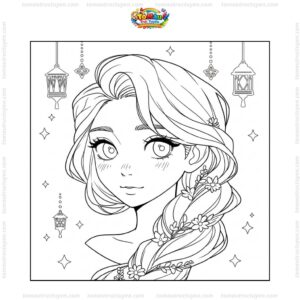 Tranh tô màu công chúa Tóc Mây cho bé