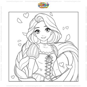 Tranh tô màu công chúa Tóc Mây cute