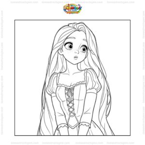 Tranh tô màu công chúa Tóc Mây đẹp