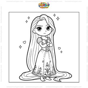 Tranh tô màu công chúa Tóc Mây dỗi