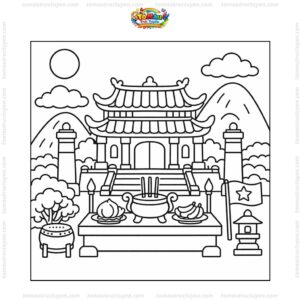 Tranh tô màu đền Hùng