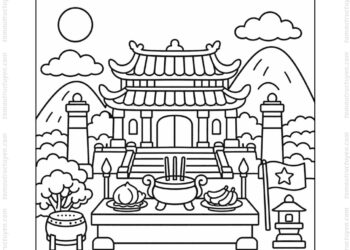 Tranh tô màu đền Hùng