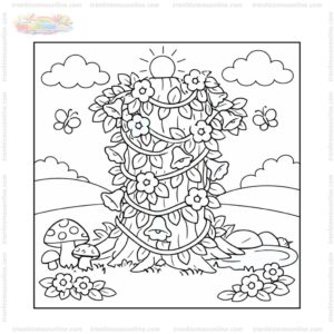 Tranh tô màu hoa dây leo quấn quanh cây cổ thụ Tranh tô màu hoa dây leo quấn quanh cây cổ thụ