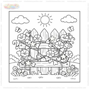 Tranh tô màu hoa dây leo quấn quanh hàng rào Tranh tô màu hoa dây leo quấn quanh hàng rào