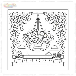 Tranh tô màu hoa dây leo với chậu hoa Tranh tô màu hoa dây leo với chậu hoa