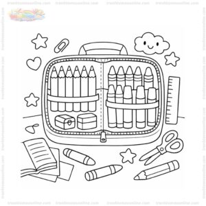 Tranh tô màu hộp bút đầy bút