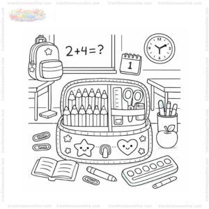 Tranh tô màu hộp bút trong lớp học