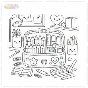Tranh tô màu hộp bút xinh xắn