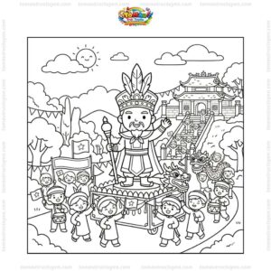 Tranh tô màu lễ hội Hùng Vương