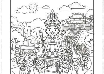 Tranh tô màu lễ hội Hùng Vương