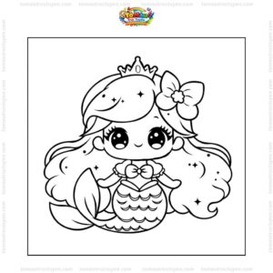 Tranh tô màu nàng tiên cá chibi