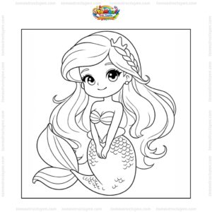 Tranh tô màu nàng tiên cá cute