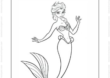 Tranh tô màu nàng tiên cá Elsa