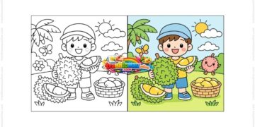 tranh tô màu quả sầu riêng