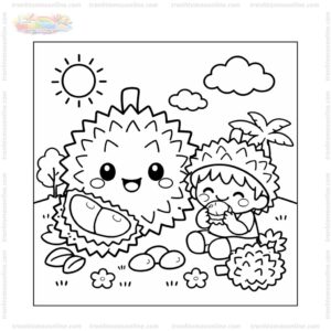 Tranh tô màu quả sầu riêng chibi Tranh tô màu quả sầu riêng chibi