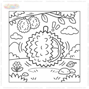 Tranh tô màu quả sầu riêng rơi từ cây Tranh tô màu quả sầu riêng rơi từ cây