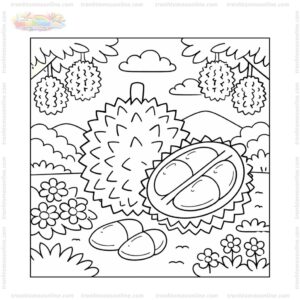 Tranh tô màu quả sầu riêng trong vườn Tranh tô màu quả sầu riêng trong vườn