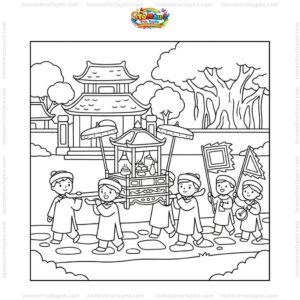 Tranh tô màu rước kiệu