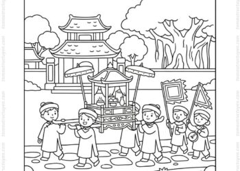 Tranh tô màu rước kiệu