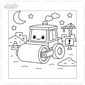 Tranh tô màu xe lu ban đêm Tranh tô màu xe lu ban đêm