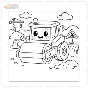 Tranh tô màu xe lu hoạt hình Tranh tô màu xe lu hoạt hình