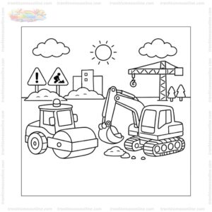 Tranh tô màu xe lu và máy xúc Tranh tô màu xe lu và máy xúc