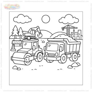 Tranh tô màu xe lu và xe tải Tranh tô màu xe lu và xe tải