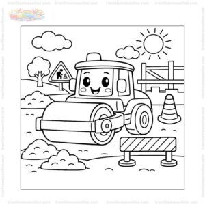 Tranh tô màu xe lu vui nhộn Tranh tô màu xe lu vui nhộn